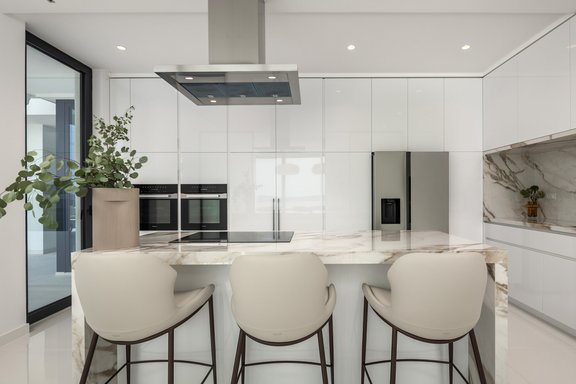 Offene Küche mit Kochblock