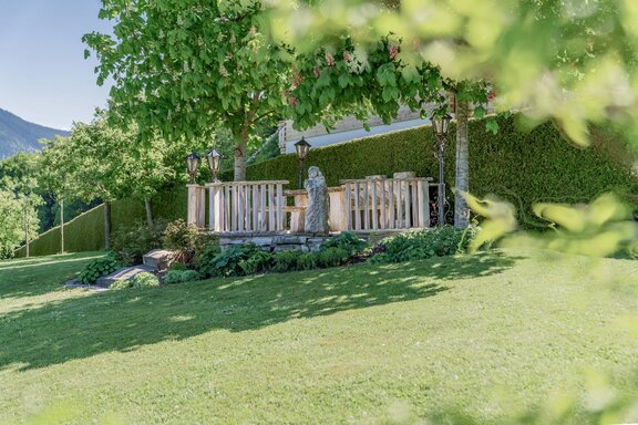 Outdoor seating area with natural shade