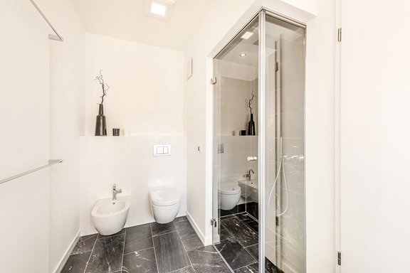 Master bath with glass walk-in shower