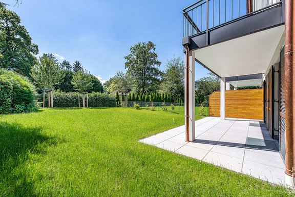 Well-kept south-west garden, protected from view