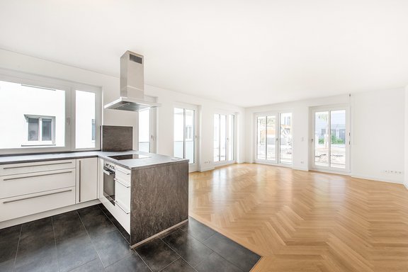 Living room with open kitchen