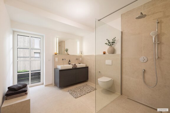 Two Stylish Bathrooms (Rendering)
