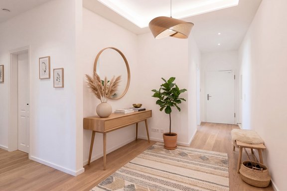 Spacious entryway with versatile layout options (virtually furnished)