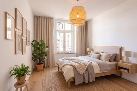 Bedroom with plenty of storage space (virtually furnished)