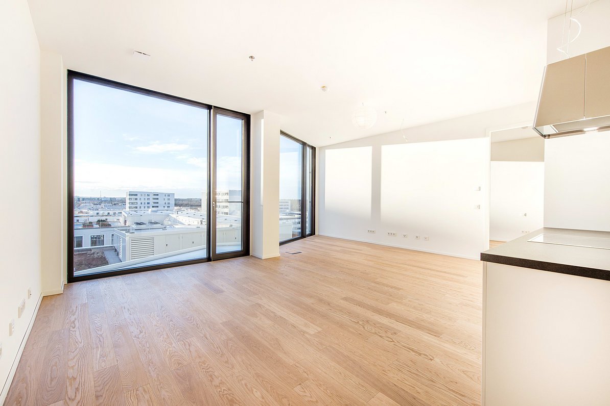 Living-dining area with open kitchen