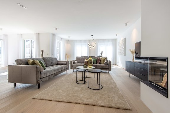 Living area with fireplace