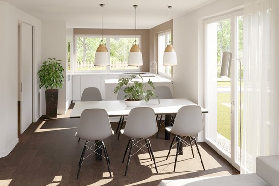 Visualization - dining area with open kitchen