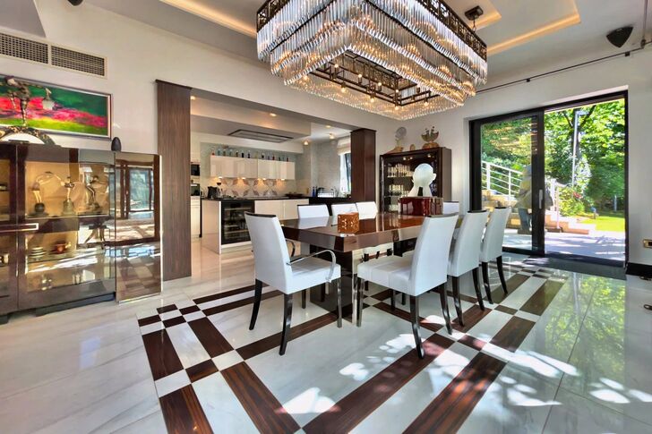 Dining area featuring an exclusive selection of materials