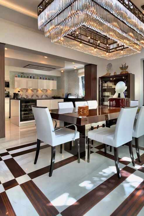 Dining area featuring an exclusive selection of materials