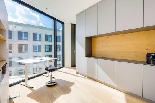 Home office with custom fixtures