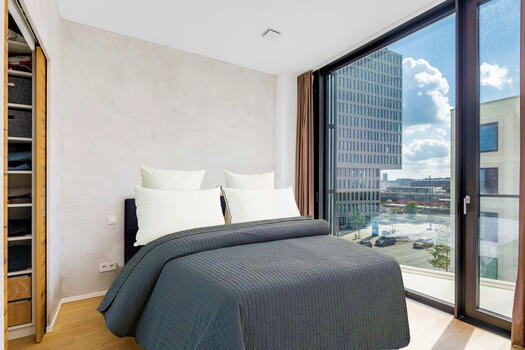 Bedroom with alpine view