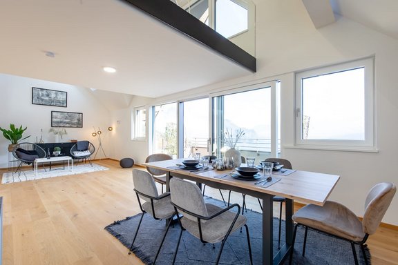 Dining area with lake view