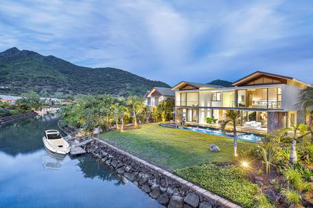 Exclusive designer villa with boat dock, infinity pool, and panoramic views in Rivière Noire