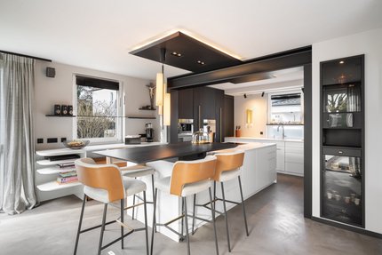 Designer kitchen with modern charm and elegant cooking island