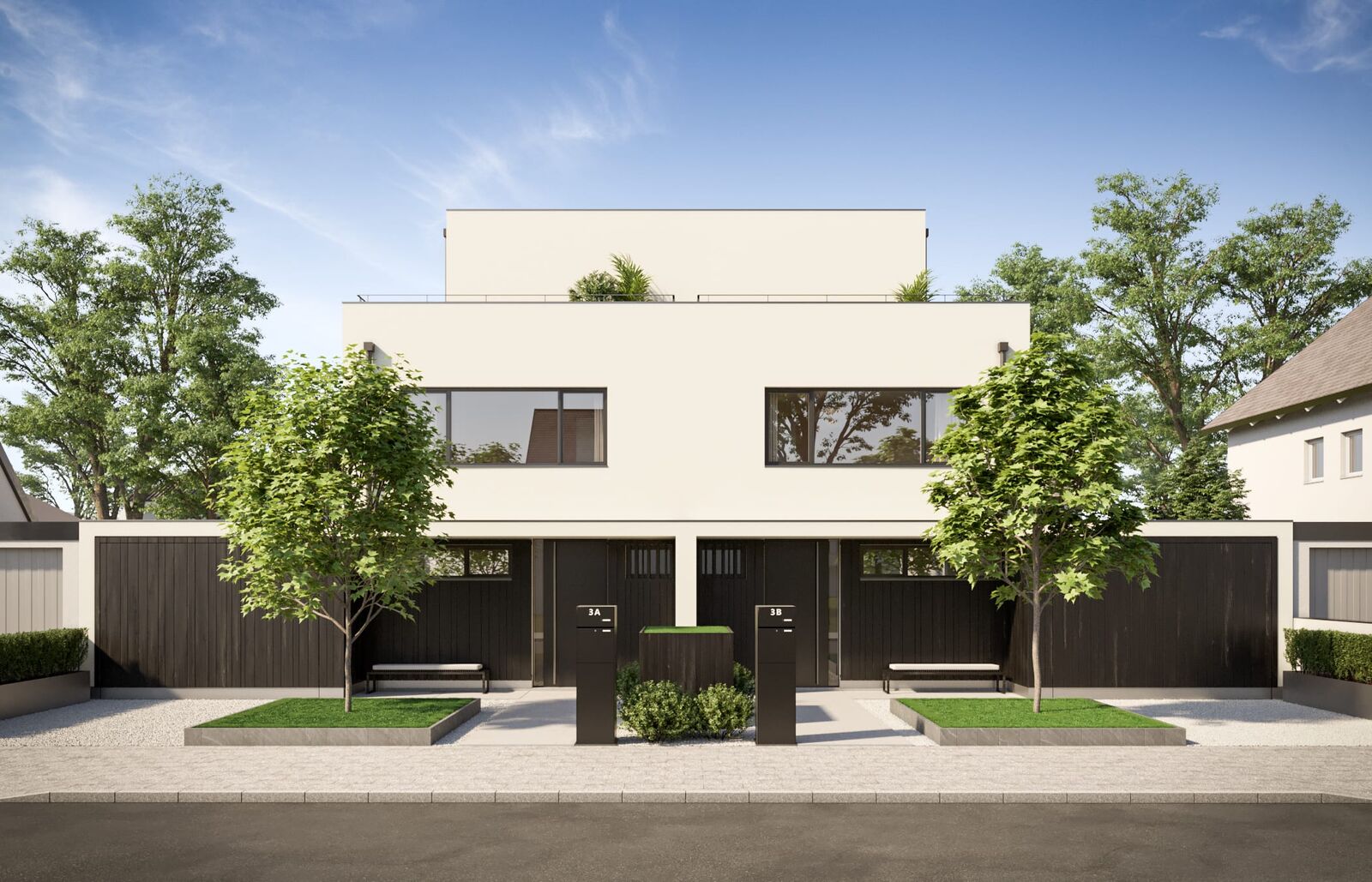 Die beiden Haushälften werden von der individuellen, ästhetischen Architektur geprägt