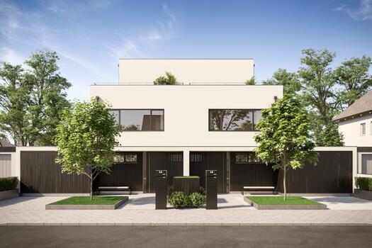 Die beiden Haushälften werden von der individuellen, ästhetischen Architektur geprägt