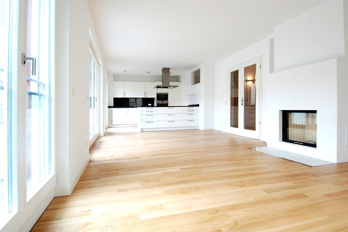 Living area with open kitchen