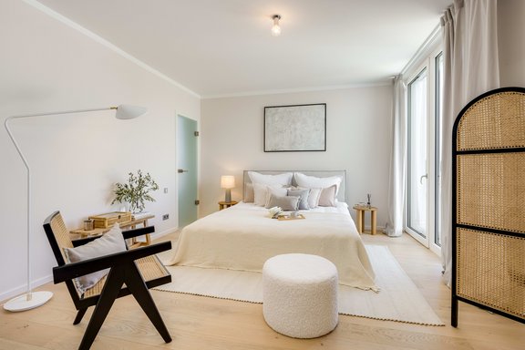 Schlafzimmer mit Dachterrasse