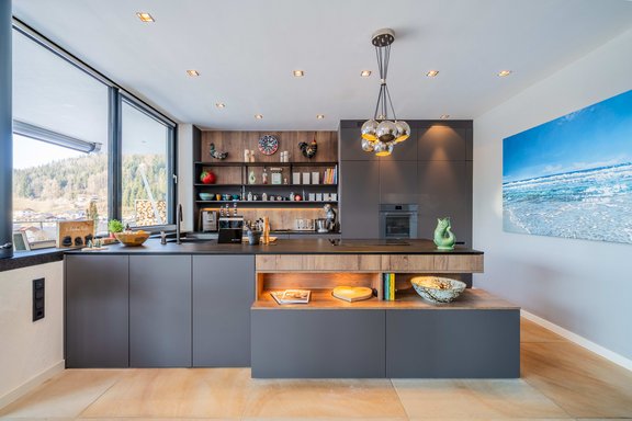 Designer kitchen with a view
