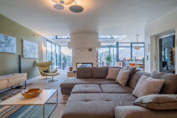 Living area with fireplace