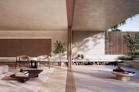 Living space facing the terrace/ visualization