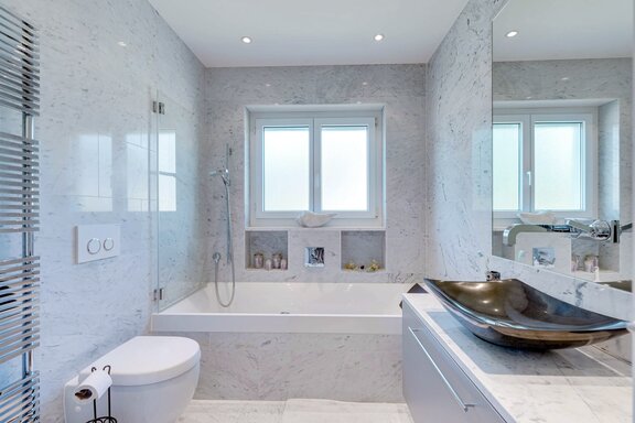 Luxurious bathroom featuring the finest natural stone