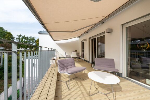 One of three rooftop terraces