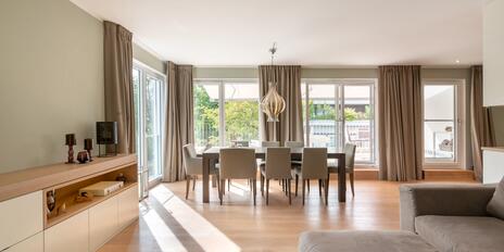 Charming 3-room apartment with penthouse-style charm, three rooftop terraces, and a private elevator landing