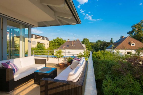 Roof terrace in summer