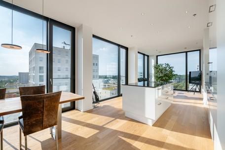 Exklusives Stadtdomizil mit Panoramablick bis zu den Alpen und Rooftop-Nutzung im Friends Tower 2