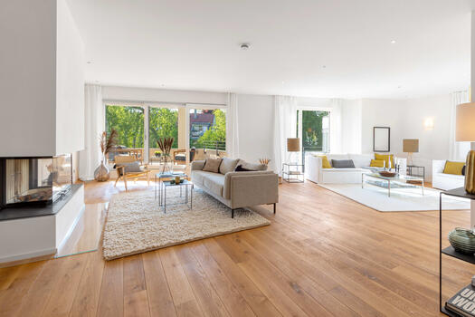 Living room with a view of the greenery