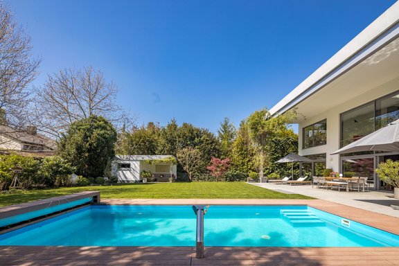 Garden with salt water pool