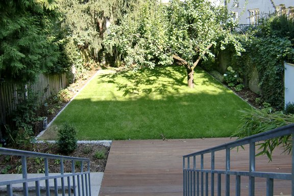 Garden with wooden deck