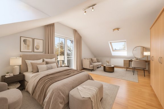 Spacious attic studio (visualized)