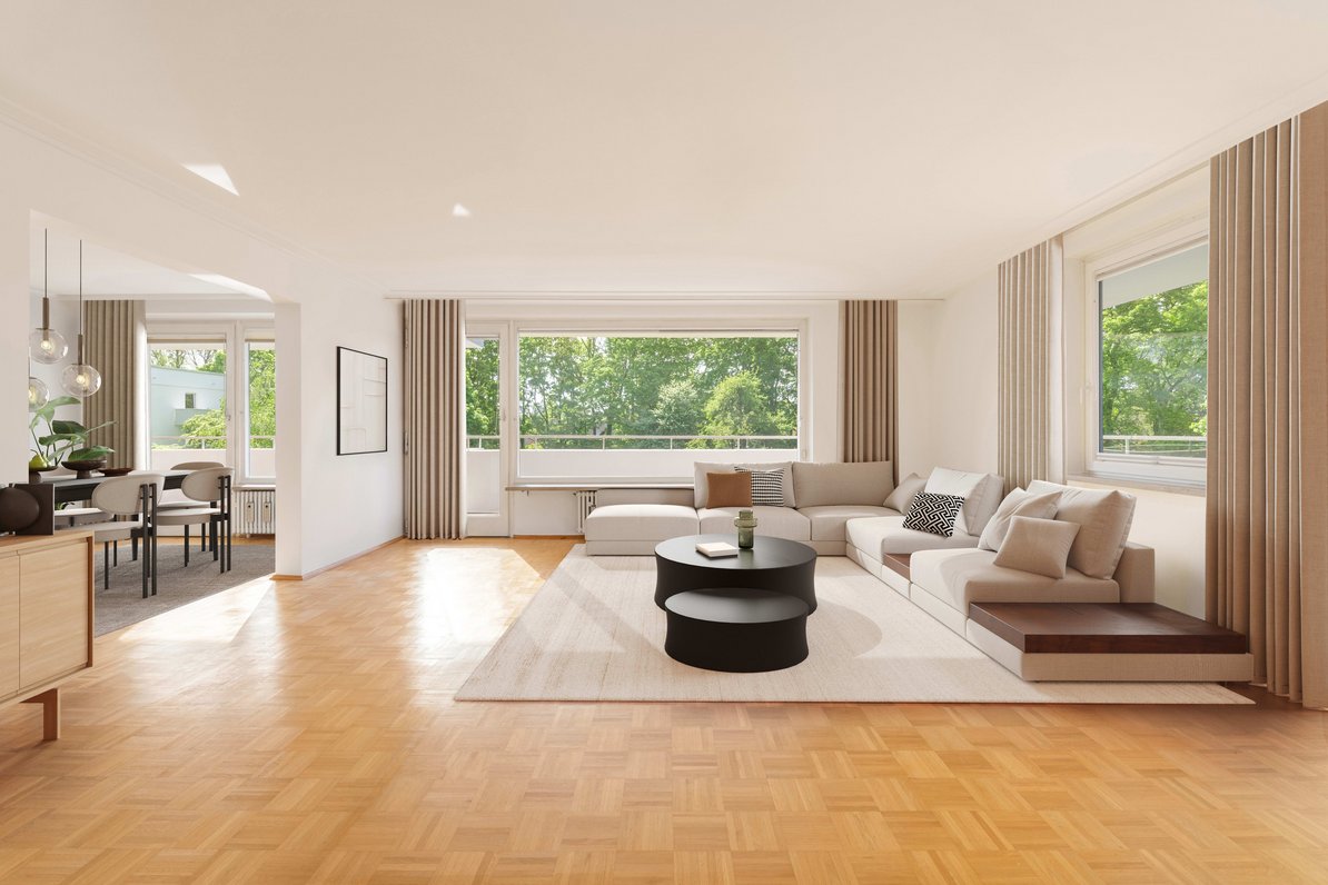 Wohnzimmer (virtuell möbliert)
