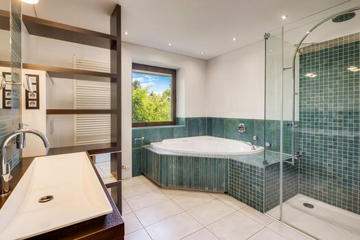 Master bathroom with window