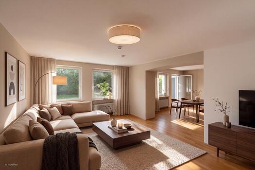 Living/dining area opening onto the garden