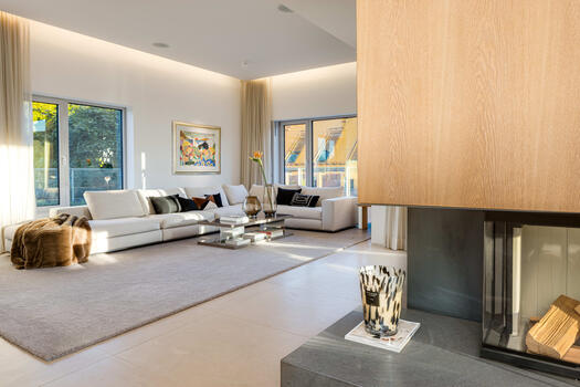 Custom-made wood-burning fireplace