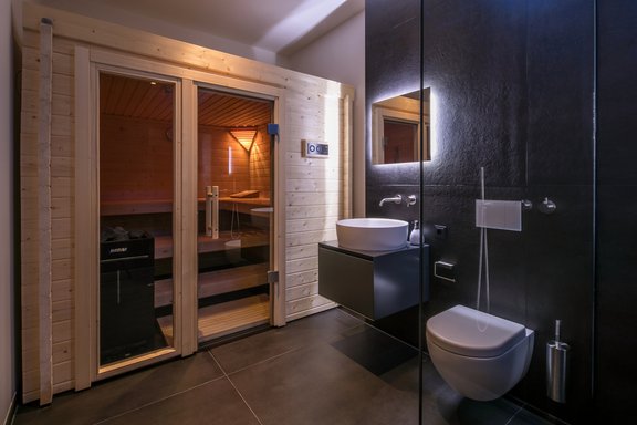 Sauna with shower bath