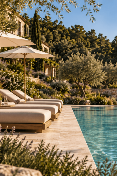Pool location with a panoramic view of the lake