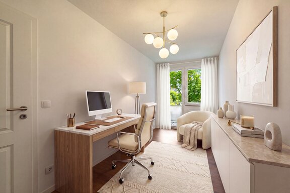 Arbeitszimmer mit Nordbalkon (virtuell möbliert)