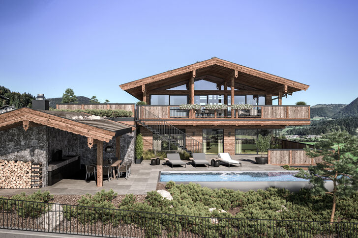 Chalet mit Poolhaus und Pool