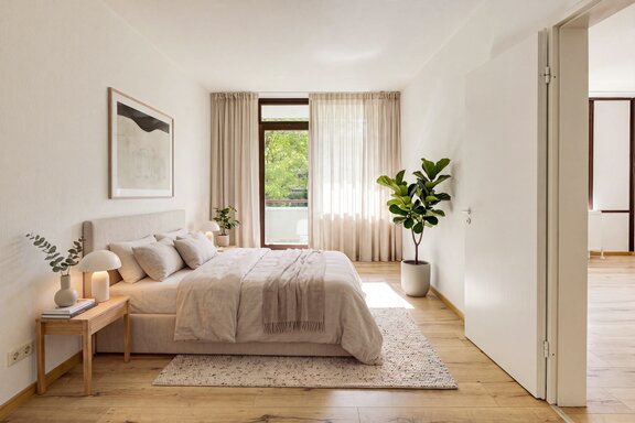 Bedroom with access to the loggia (rendered)
