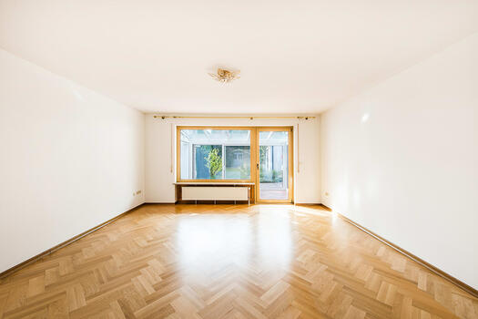 Bright living room with herringbone parquet
