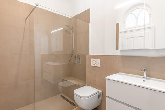Shower room with rain shower