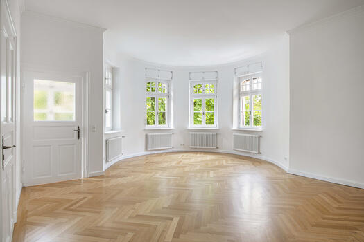 Representative living space with bay window