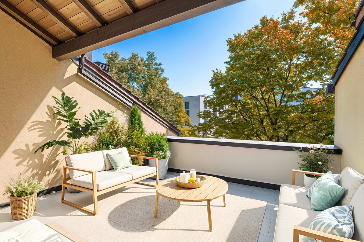 Sonnige Terrasse (Teilvisualisierung)