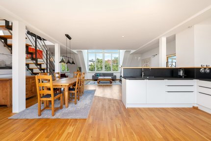 Dining area with open kitchen