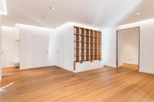 Spacious hallway with built-in storage