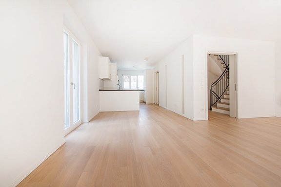Open plan living, dining area